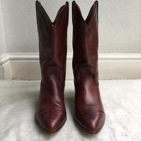 Frye Shoes - Vintage Frye Leather Cowboy Boots Size 8 Brown